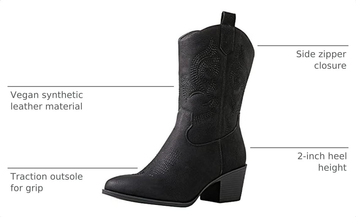 image:imageGLOBALWIN Cowboy Boots for Women MidCalf Western Style19yy17black