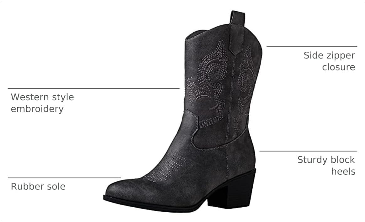 image:imageGLOBALWIN Cowboy Boots for Women MidCalf Western Style19yy17grey