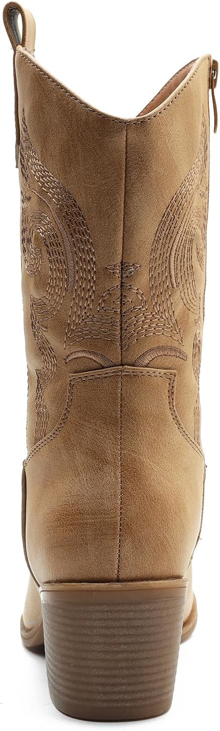 image:imageGLOBALWIN Cowboy Boots for Women MidCalf Western Style19yy17khaki