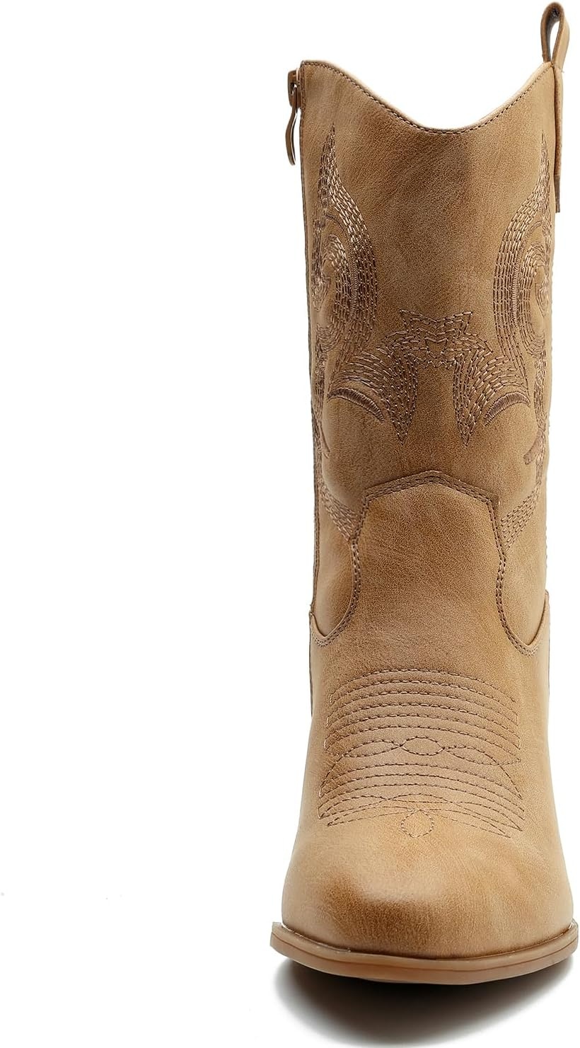 image:imageGLOBALWIN Cowboy Boots for Women MidCalf Western Style19yy17khaki
