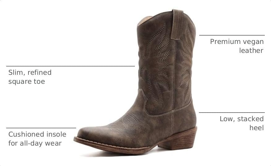image:imageGLOBALWIN Cowboy Boots for Women MidCalf Western Style25yy02brown
