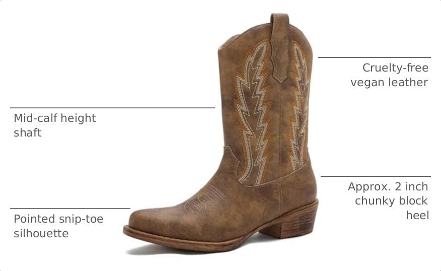 image:imageGLOBALWIN Cowboy Boots for Women MidCalf Western Style25yy07 Camel