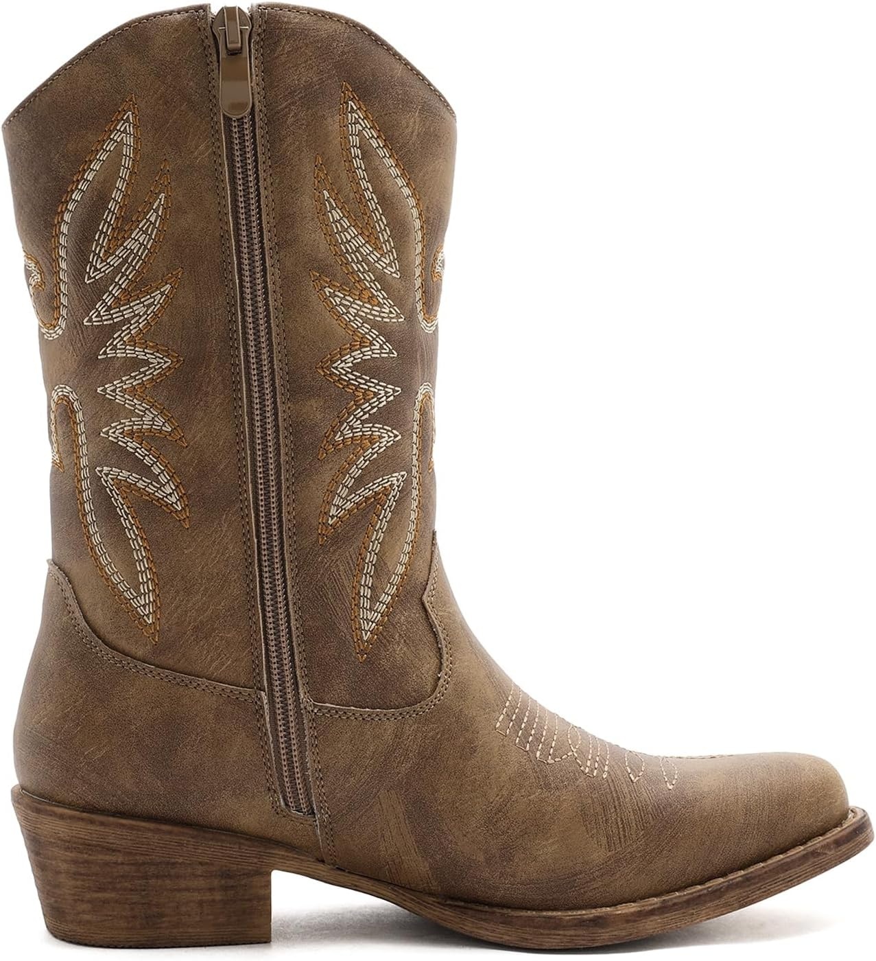 image:imageGLOBALWIN Cowboy Boots for Women MidCalf Western StyleCamel