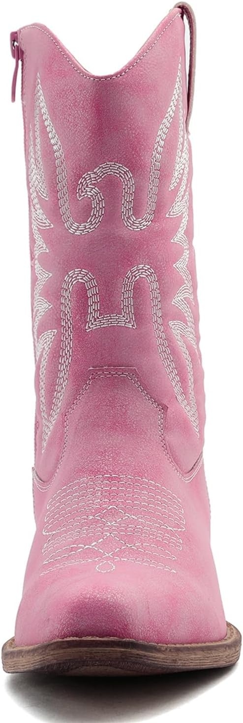 image:imageGLOBALWIN Cowboy Boots for Women MidCalf Western StylePink