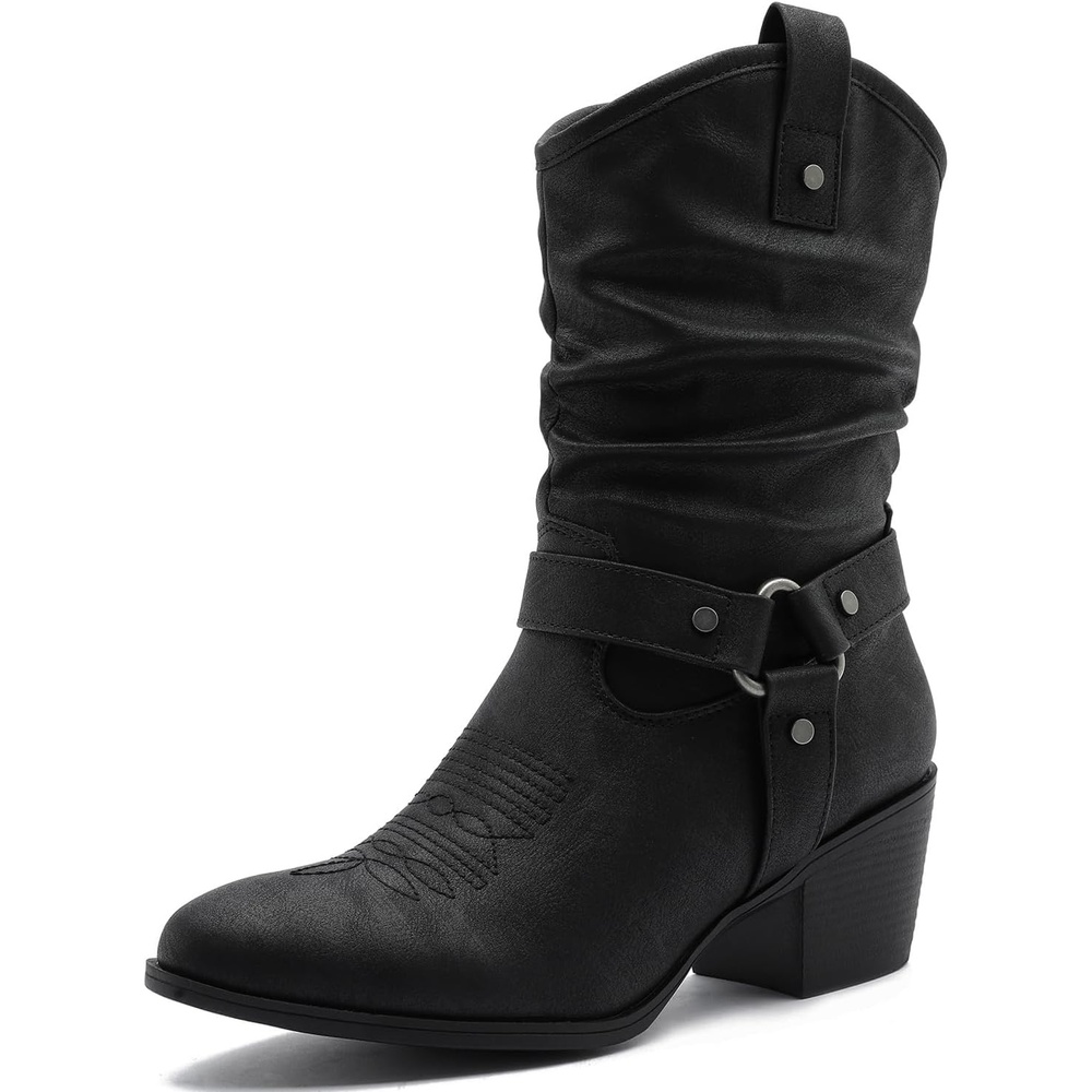 image:imageGLOBALWIN Womens Mid Calf Cowgirl Boots Western Boots For Women19yy17 Black2
