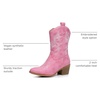 GLOBALWIN Cowboy Boots for Women, Mid-Calf Western Style(19yy17pink)