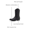 GLOBALWIN Cowboy Boots for Women, Mid-Calf Western Style(Black)
