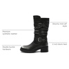 GLOBALWIN Women’s Motorcycle Boots Fall Fashion Mid Calf Boots For Women Square Toe Low Heel(24yy01 Silver)