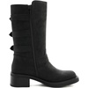 GLOBALWIN Women’s Motorcycle Boots Fall Fashion Mid Calf Boots For Women Square Toe Low Heel(Black)