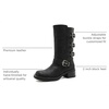 GLOBALWIN Women’s Motorcycle Boots Fall Fashion Mid Calf Boots For Women Square Toe Low Heel(Black)