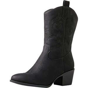 GLOBALWIN Cowboy Boots for Women, Mid-Calf Western Style(19yy17black)
